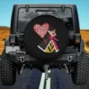 Queen of Hearts with heart speech bubble Alice in Wonderland spare tire cover no camera hole