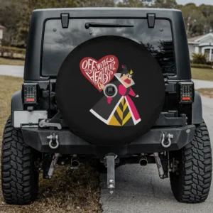 Queen of Hearts heart speech Alice in Wonderland spare tire cover with camera hole