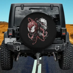 Red Carnage Black Venom Marvel Comic Spare Tire Cover No Camera Hole