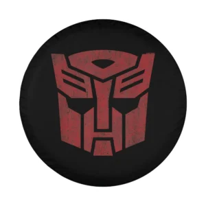 Red distressed Autobots logo Transformers classic design on spare tire cover