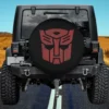 Red distressed Autobots logo Transformers spare tire cover for Mercedes G-Class, no camera hole