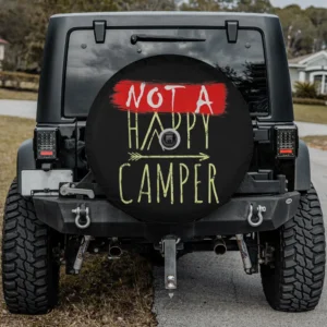 red paint stroke not a happy camper spare tire cover with camera hole for Jeep Bronco