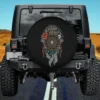 Red rose dream catcher feathers camping spare tire cover on Jeep with no camera hole