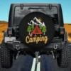 Red Tent Pine Trees Camping Adventure Spare Tire Cover No Camera Hole