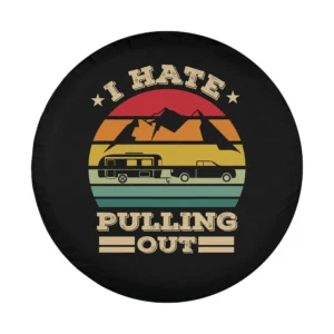 Retro camper truck mountains I Hate Pulling Out design for spare tire cover
