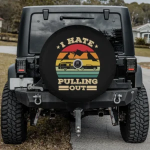 Retro camper truck mountains I Hate Pulling Out spare tire cover with camera hole