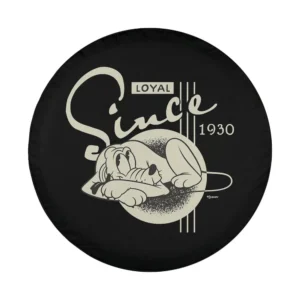 Vintage Disney Pluto loyal since 1930 retro spare tire cover artwork closeup