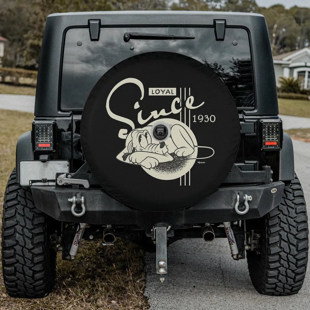Retro loyal Pluto since 1930 Disney spare tire cover with backup camera hole for SUV or RV