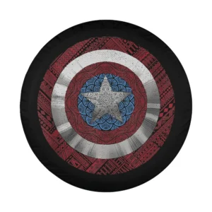 Marvel Comics retro mandala Captain America shield design for spare tire cover
