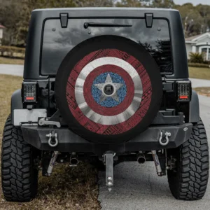 Retro mandala Captain America shield spare tire cover with backup camera hole for Jeep