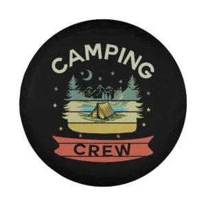 Retro tent and pine trees Camping Crew design for spare tire cover