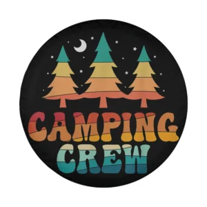 Retro tree moon camping crew spare tire cover graphic design only