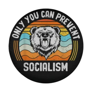 Roaring bear and retro sunset socialism design for spare tire cover