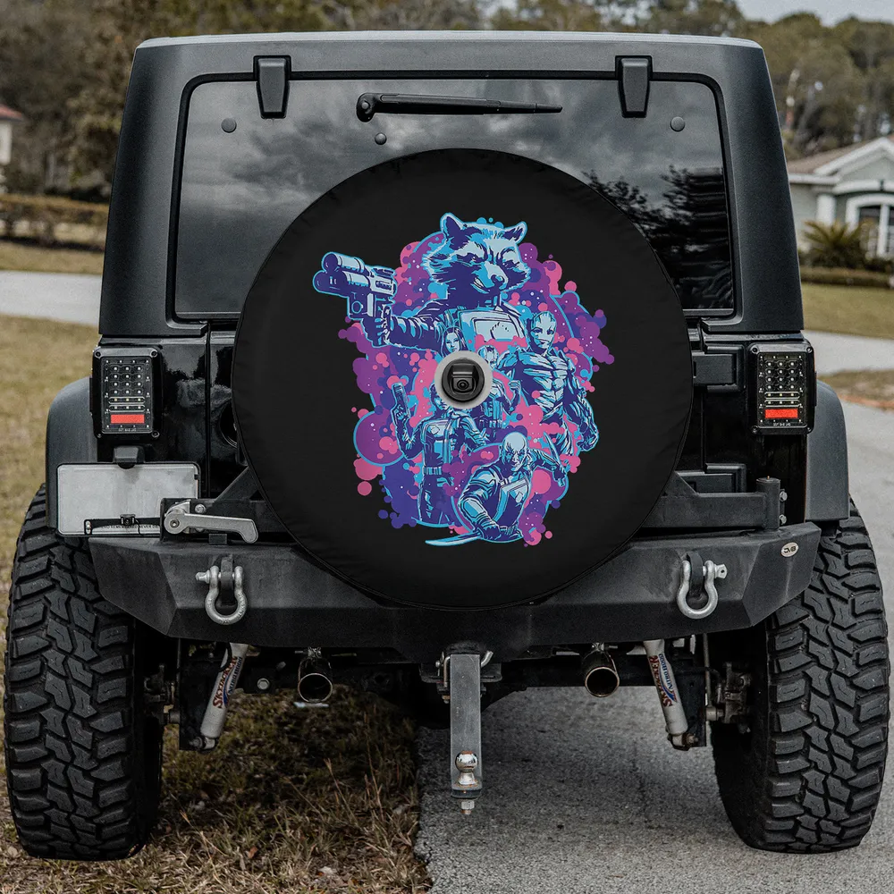 Guardians of the Galaxy Rocket Raccoon blaster team spare tire cover with camera hole