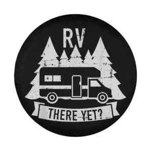 RV camper and pine forest RV There Yet graphic design for spare tire cover