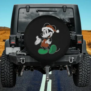 Santa Hat Green Shoes Mickey Mouse Christmas Spare Tire Cover No Camera Hole