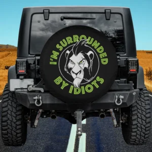 scar neon green surrounded by idiots spare tire cover no camera hole for Jeep, SUV, RV