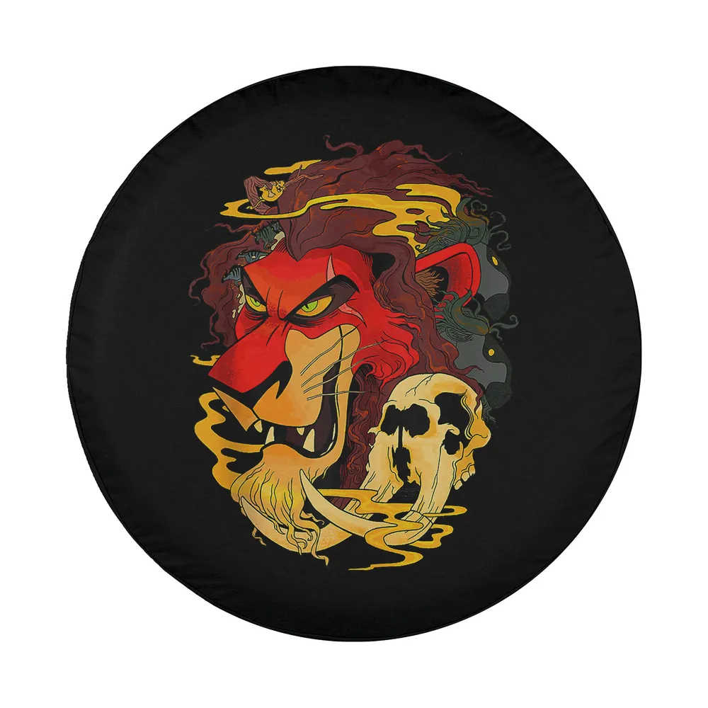 scar red hue lion skull disney spare tire cover design only