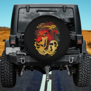 scar red hue lion skull disney spare tire cover without camera hole