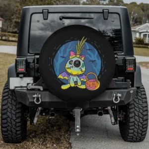 Scrump doll bat costume jack-o-lantern Halloween spare tire cover with backup camera hole