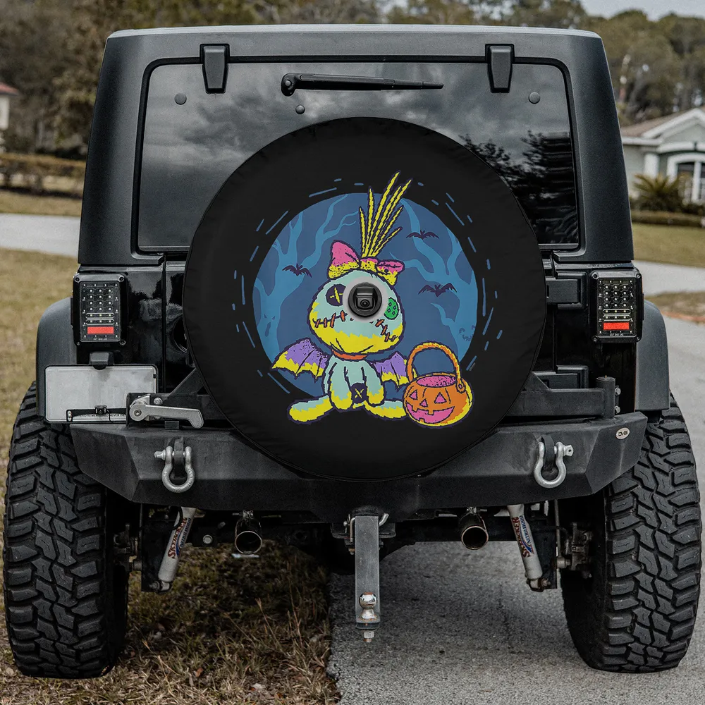 Scrump doll bat costume jack-o-lantern Halloween spare tire cover with backup camera hole