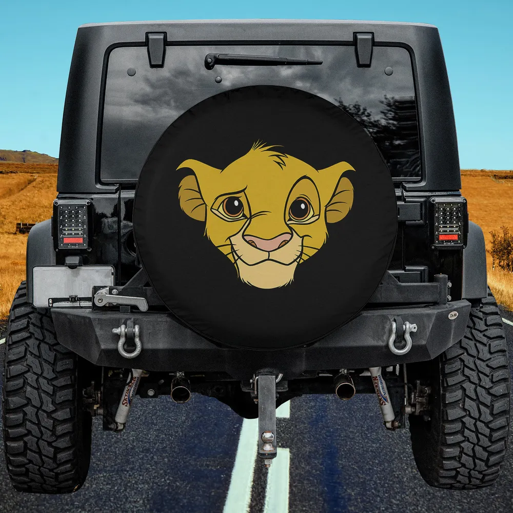 Simba face portrait Lion King movie logo spare tire cover no camera hole