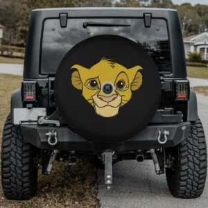 Simba face portrait Lion King movie logo spare tire cover with camera hole