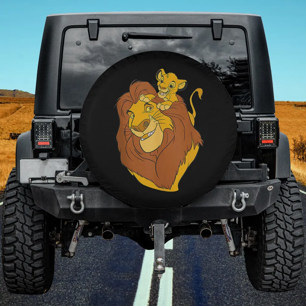 Simba and Mufasa Lion King father son spare tire cover no camera hole for Jeep