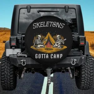 skeletons campfire tent halloween camping spare tire cover no camera hole for Jeep RV SUV
