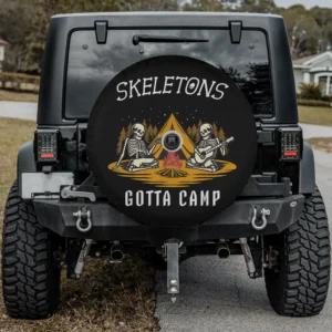 skeletons campfire tent halloween camping spare tire cover with backup camera hole for Jeep