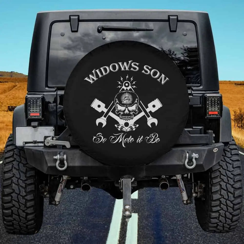 Skull all seeing eye widows son masonic spare tire cover no camera hole for Mercedes G-Wagon