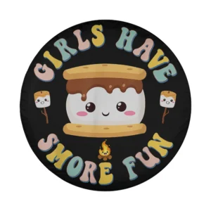Kawaii s'more marshmallow girls camping spare tire cover design for Jeep or trailer