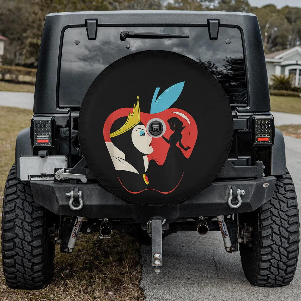 Red apple evil queen silhouette snow white spare tire cover with camera hole for SUV