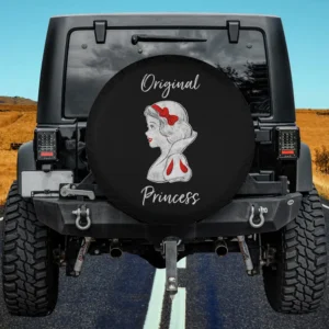 Snow White original princess portrait spare tire cover on Jeep with no camera hole