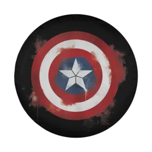 Spray paint Captain America shield design from Marvel Avengers Endgame on spare tire cover