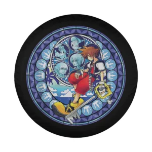Stained glass Sora keyblade Disney Kingdom Hearts design art for spare tire cover