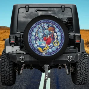 Stained glass Sora keyblade Disney Kingdom Hearts spare tire cover no camera hole for Jeep