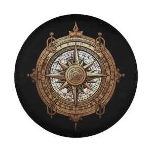 steampunk compass vintage treasure design for spare tire cover