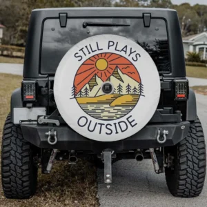still plays outside sun mountain nature scene spare tire cover with camera hole