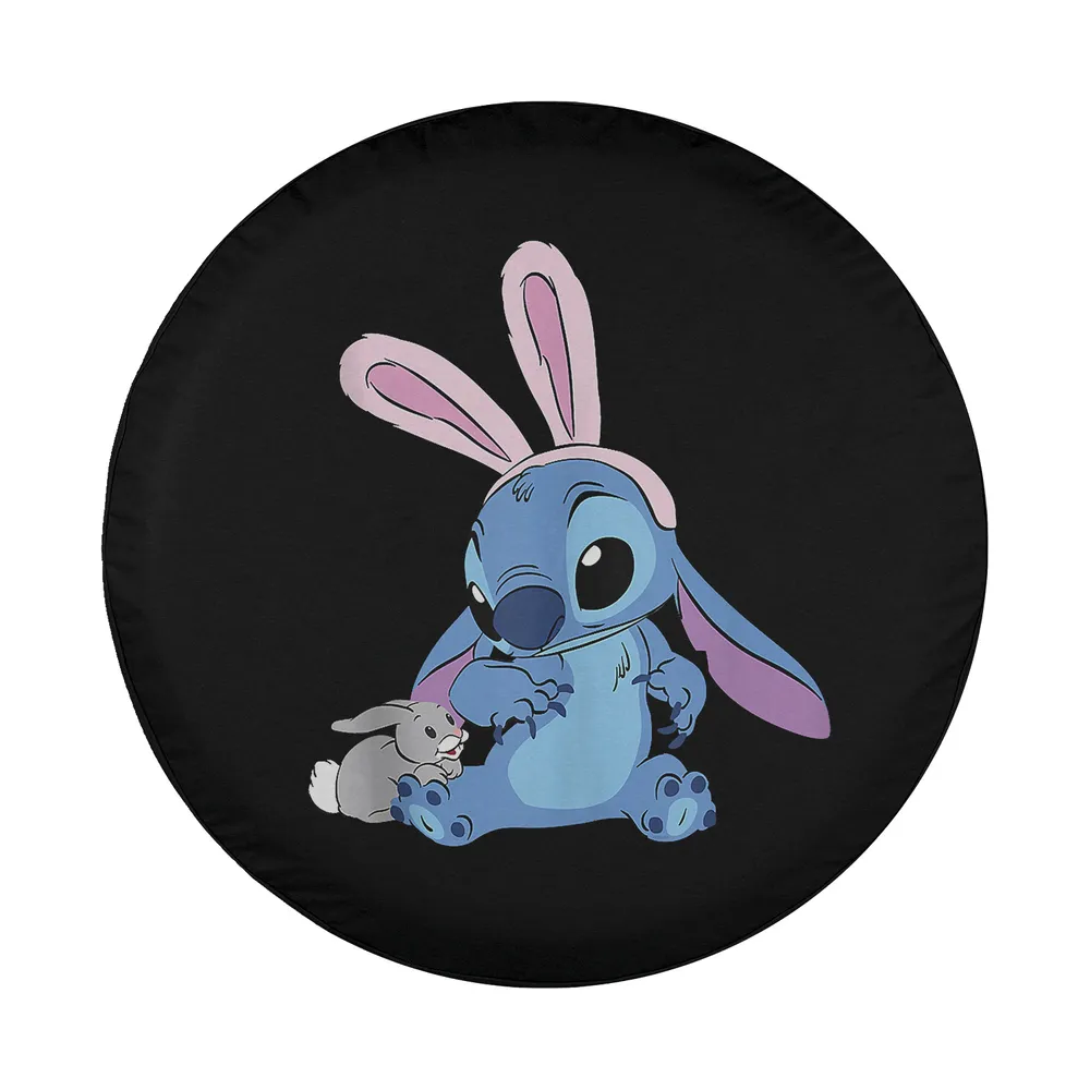 Disney Stitch with bunny ears and plush rabbit design for spare tire cover