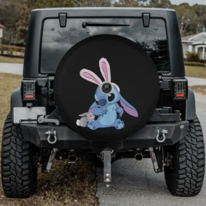 Stitch bunny ears plush rabbit Disney spare tire cover with backup camera hole