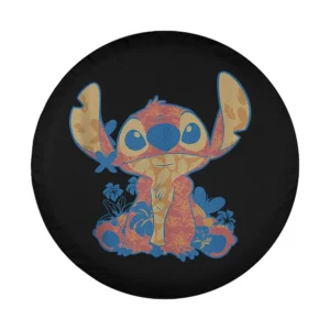 Stitch Hawaiian floral print cartoon design for Disney movie spare tire cover
