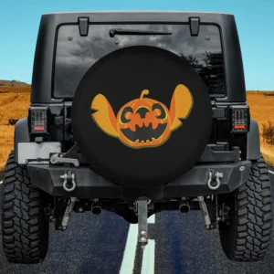 Stitch Jack-O-Lantern Pumpkin Ears Halloween Spare Tire Cover No Camera Hole