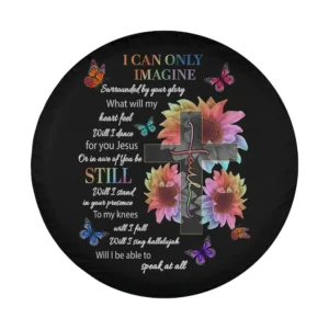 Sunflower cross butterflies faith Christian design only for spare tire cover
