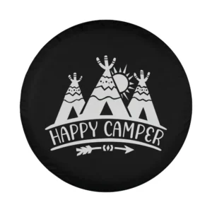 Minimalist teepee sun arrow happy camper design line art for spare tire cover