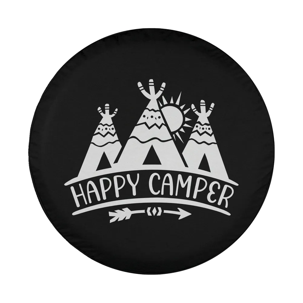 Minimalist teepee sun arrow happy camper design line art for spare tire cover