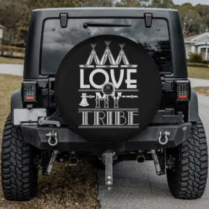 teepee tomahawk love my tribe spare tire cover with backup camera hole for SUV