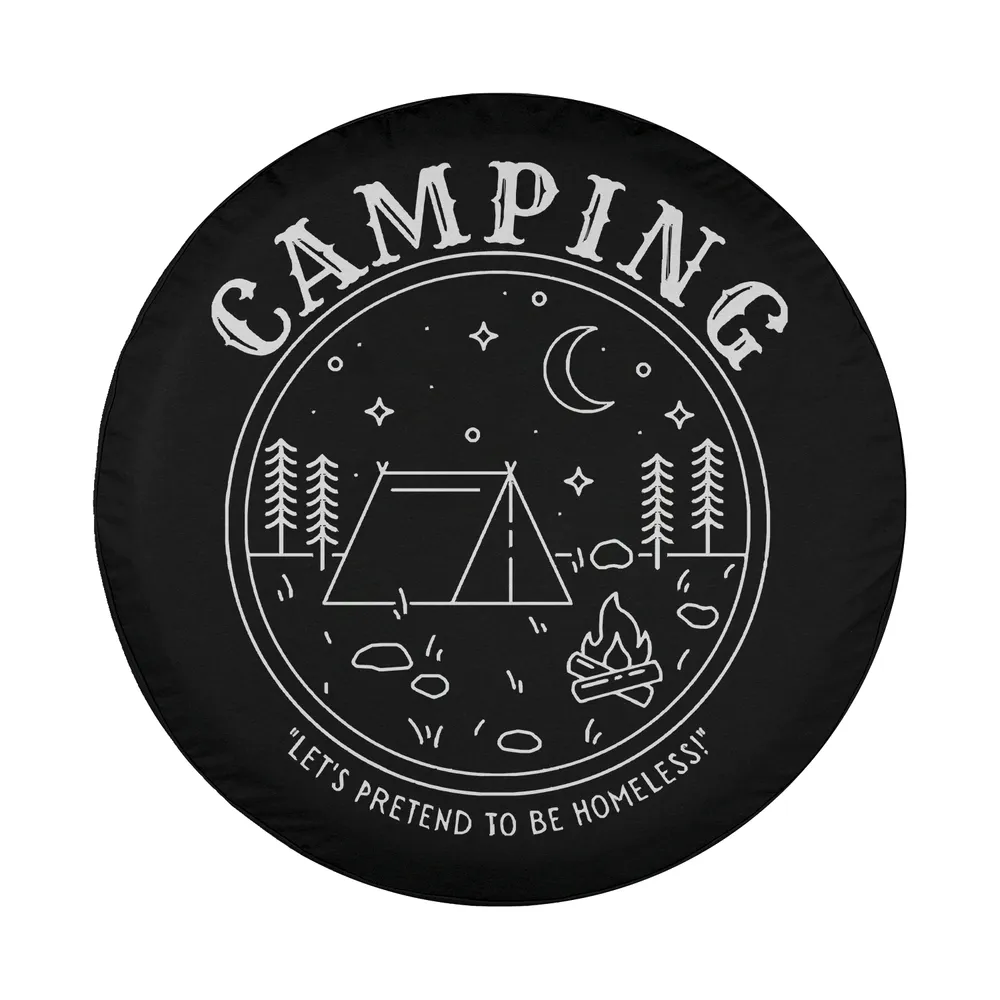 tent campfire moon camping pretend to be homeless design only spare tire cover