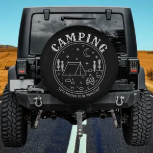tent campfire moon camping pretend to be homeless spare tire cover no camera hole
