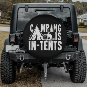 tent campfire pine tree camping spare tire cover with camera hole for SUV